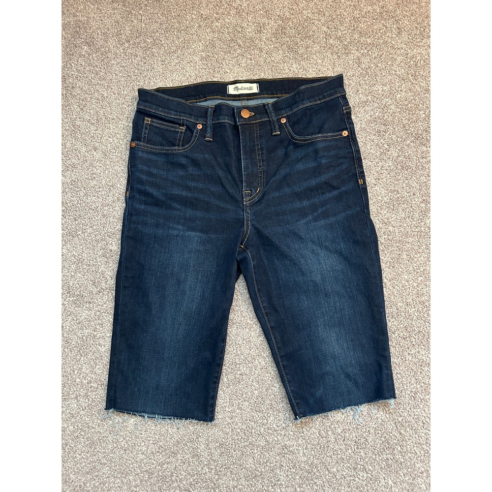 Madewell Denim Shorts Womens 29 Blue Excellent 9" Mid-Rise Skinny Raw Hem Cutoff